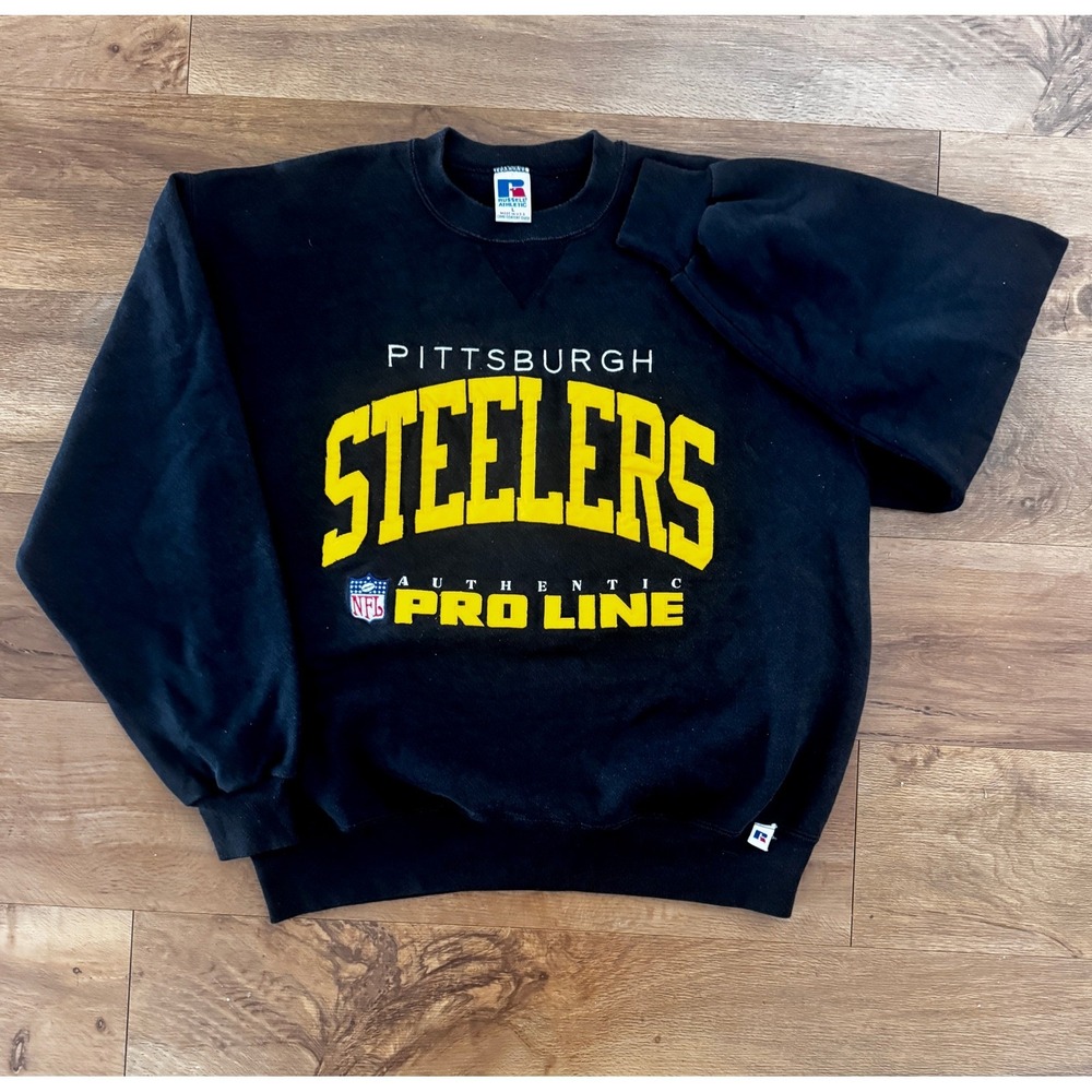 Vintage Russell Athletic Pittsburgh Steelers Sweatshirt sz L Black Pro Line USA